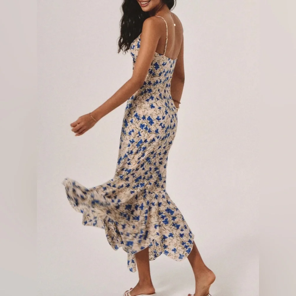 Floral Irregular Hem Long Dress - Picture 2 of 9
